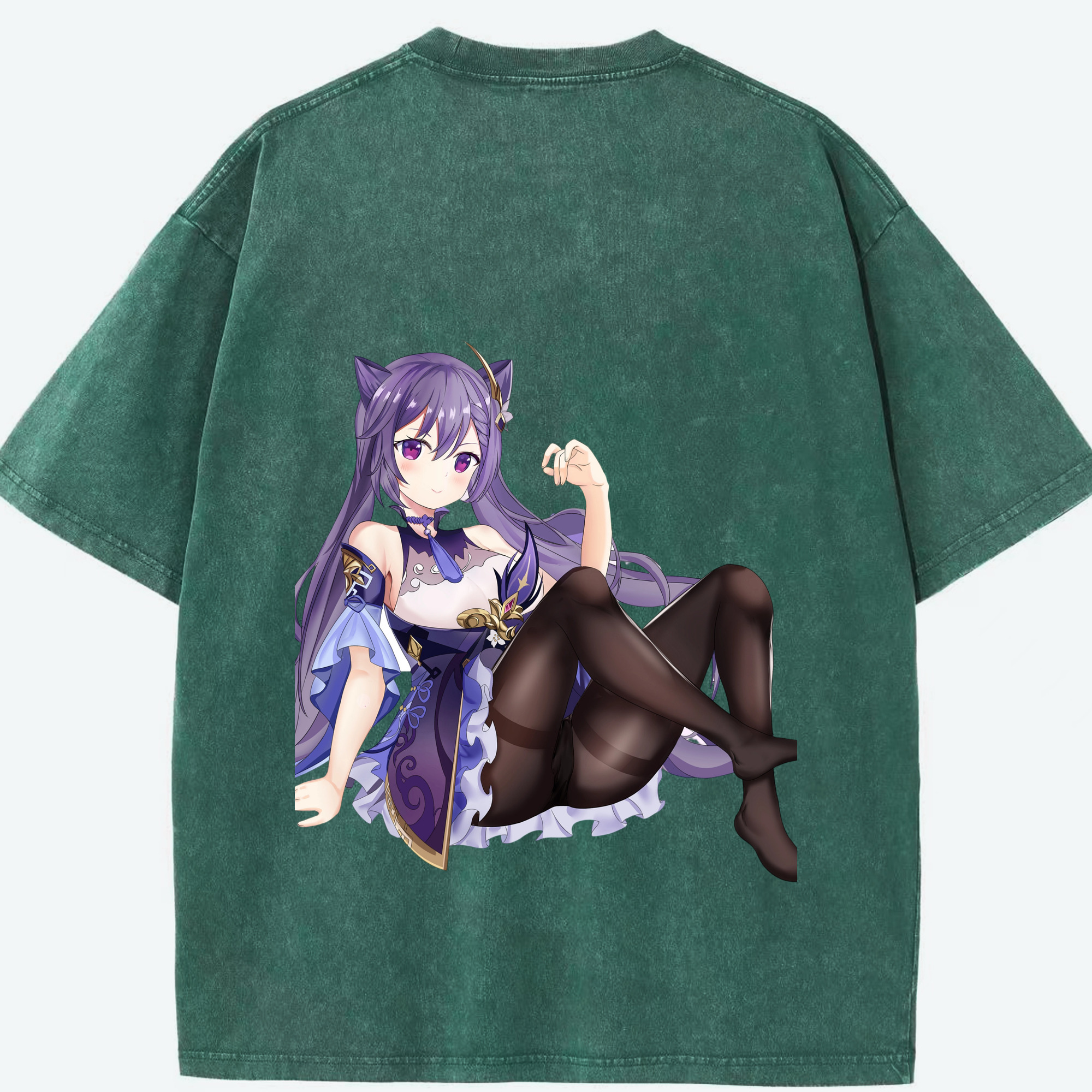 げんし神 刻晴 こくせい genshin Kokusei 綿100% ヴィンテージ風 半袖Tシャツ（背面プリント）